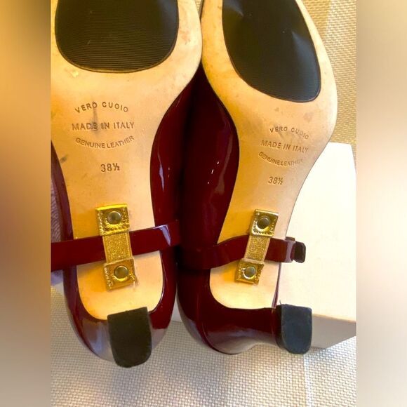 Anyi Lu red patent leather detachable strap Mary Jane pumps made in Italy 38.5 - Picture 8 of 10